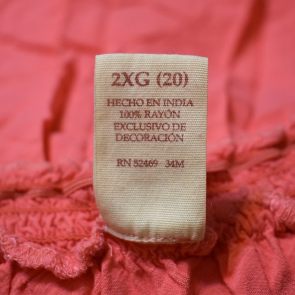 Coral Cap Sleeve Top With Pintuck Details - Picture 6 of 6